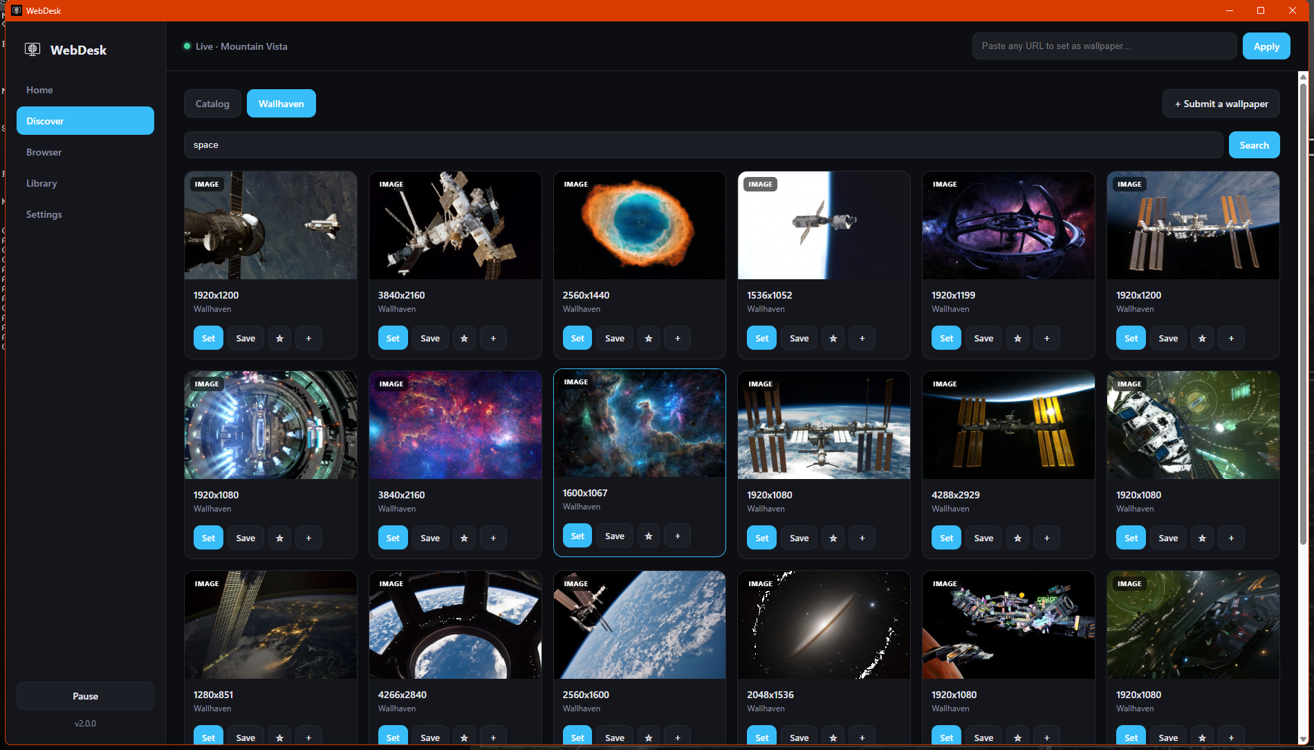 A built-in catalog, plus the web's wallpaper sites.